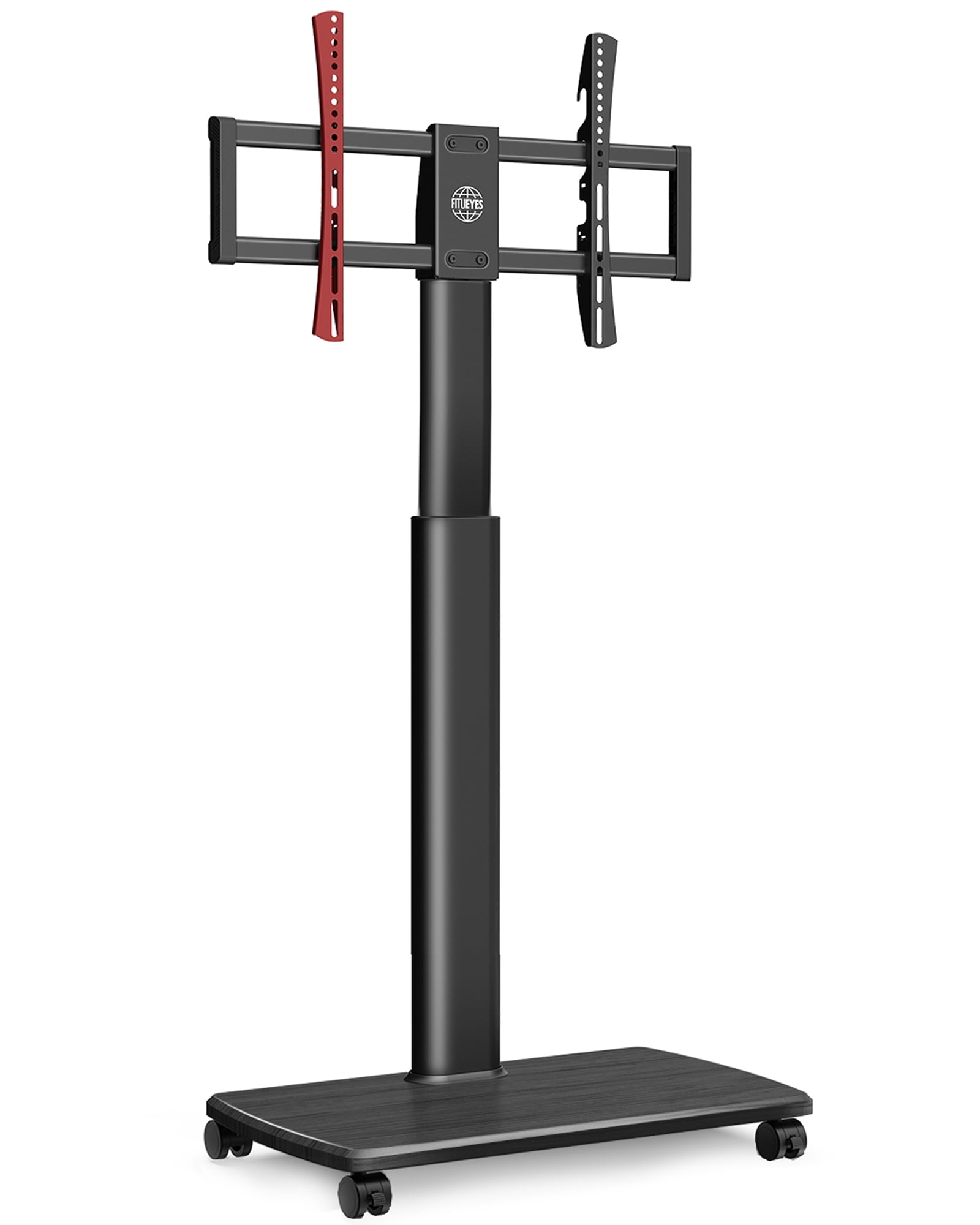 FITUEYES Mobile Tall TV Stand/Cart with Wood Base & Wheels Swivel Mount Height Adjustable for 32 to 65 inch Screen