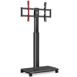 FITUEYES Découpe mobile TV Stand/Cart avec base en bois & Roues Swivel Mount Hauteur réglable pour 32 à 65 Écran de pouce