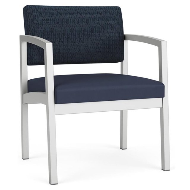 Lenox Steel Reception Waiting Oversize Guest Chair / Silver Steel / Blue / Blue