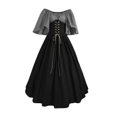 UPPADA Robes de Foire Renaissance pour Femmes, Robes Médiévales Irlandaises Traditionnelles Grande Taille, Robe à Volants, Corset, Robe Rétro de Cosplay