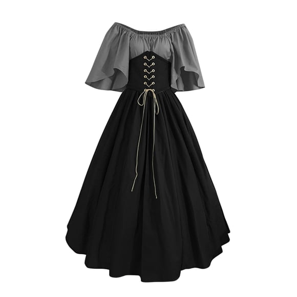 UPPADA Clearance Women Vintage Corset Dress Solid Color Corset Midi Dress Winter Plus Size Dress Fit and Flare Cocktail Dress Lace Up Midi Dress plus size sweetheart neckline dress