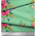 thumbnail image 3 of Soimoi Modal Satin Fabric Leaves & Anemone Flower Printed Fabric 1 Yard 42 Inch Wide, 3 of 3