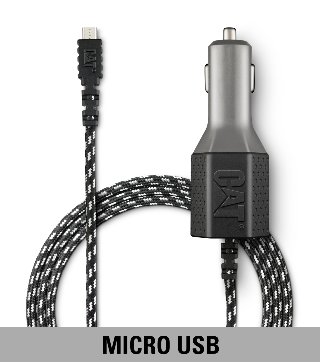 Cat Mobile Accessories 4.8amp Car Charger with USB Port and 6ft Braided Nylon Micro USB Cord