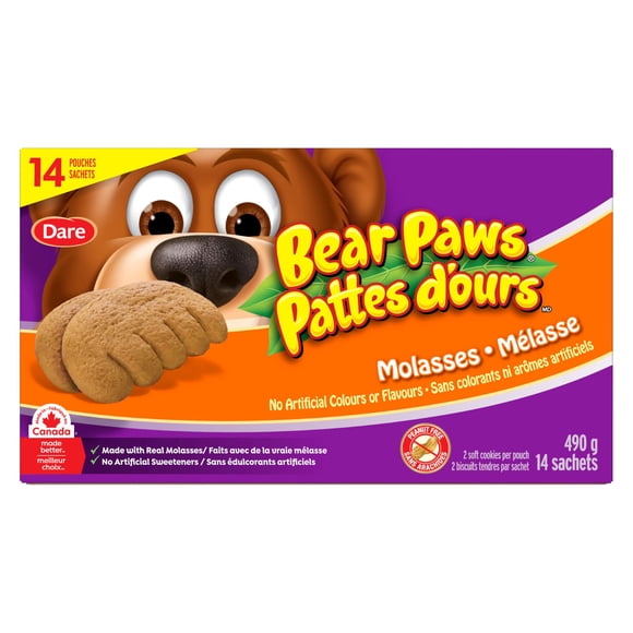 Dare Bear Paws Molasses Soft Cookies Family pack, 490g (14 pack)