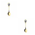 thumbnail image 1 of Transemion Home Tools Stainless Steel Spoon Tea Coffee Stir Spoon Desserts Snacks Dinnerware Vintage Porcelain Teaspoon No.01 2Set, 1 of 6