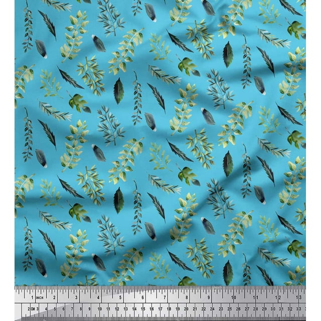 Soimoi Blue Rayon Fabric Curry & Leaves Decor Fabric Printed BTY 42 Inch Wide