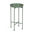 thumbnail image 1 of Kate and Laurel Celia Round Metal Foldable Accent Table, 15 x 26, Green, Transitional Small Side Table with a Removable Magnetic Tray Tabletop and Space-Saving Folding Base, 1 of 8
