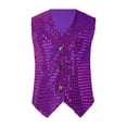 thumbnail image 3 of Rhuody Hauts pour Garçons Col à Revers Sans Manches Enfants Paillettes Jazz Hop Danse de Rue Gilet Veste Scène Performance Fête Gilet Blouse Tenue Classique Violet 13-14 Ans, 3 of 5