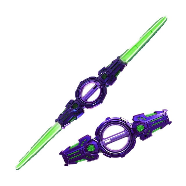 SharkTRUE Light Up Sword, Fire Spin Sword Double-Edged Lightsaber, Double-Headed Telescopic, for Rave, Cosplay & Display