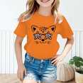 thumbnail image 2 of LUOGENLI T-Shirt pour Filles Enfant Filles Mignon Graphique Col Rond Manche Courte Tee Été Décontracté T-Shirt Chemises Plissées pour Filles Longueur Genou Orange 8-9 Ans, 2 of 5