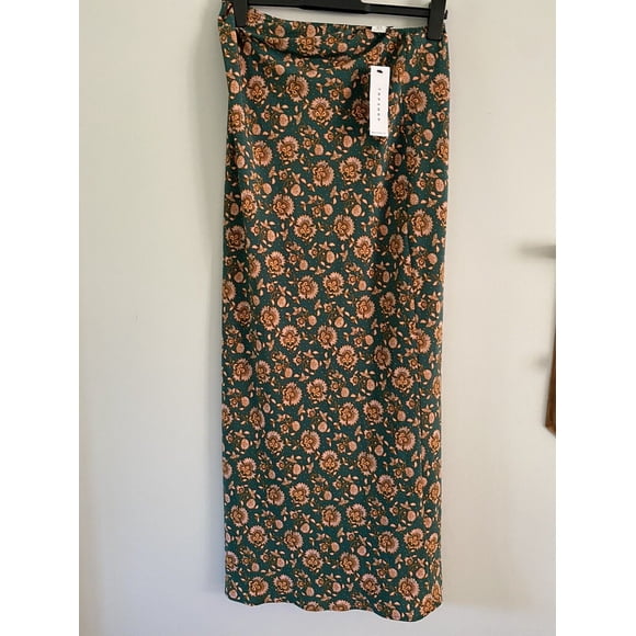 Topshop Willmorris Bias Maternity Skirt Green Multi Women's Size 4