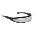 thumbnail image 1 of Futuristic Costume Single Colored Mirror Lens Novelty Wrap Sunglasses Black Frame Mirrored, 1 of 6