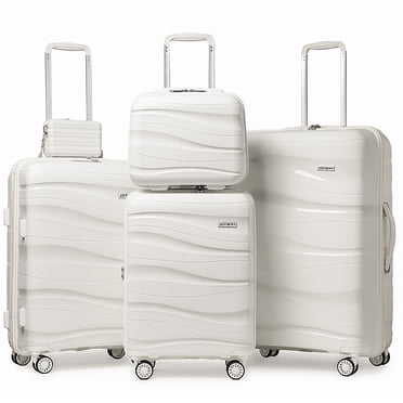 Joyway- Ensemble de Bagages 5 Pcs Valise Rigide à Roulettes Pivotantes en PP avec Cadenas TSA - (Bagage Cabine Extensible 20 Pouces) (24 Pouces 28 Pouces) pour l'École, les Voyages, la Fin de Semaine