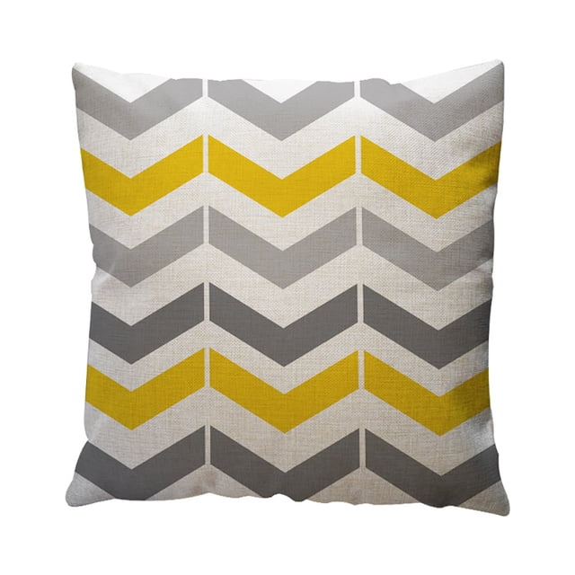 Vaidha Housse de Coussin à Motif Géométrique Jaune pour la Maison en Lin