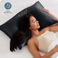 thumbnail image 2 of Bare Home Satin Pillowcase Set - Luxury Pillowcases - Soft and Smooth - Breathable - Zipper Closure - Queen, Black, 2 of 8