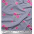 thumbnail image 1 of Soimoi Tissu Poly Georgette Tourbillon, Feuilles & Roses Imprimés Floraux au Mètre 42 Pouces de Large, 1 of 1