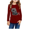 thumbnail image 1 of RXIRUCGD Chemises à Manches Longues pour Filles, Col Rond Mignon, Blouses Décontractées Élégantes (Vin, Taille : 9 Ans), 1 of 5