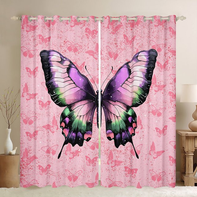 Erosebridal Rideaux et Draperies Papillon (52x84), Rideaux Bilingues Lot de 2 (52x84), Décoration de Chambre Faune