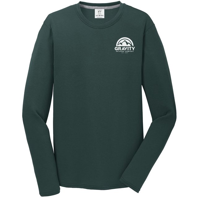 Gravity Outdoor Co. Chemise à Manches Longues Performance - Vert Foncé - Logo Blanc - P