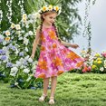 thumbnail image 1 of LOVZFMLL Girls' Summer Flower Print Short Sleeve Ruffled Pockets Round-Neck Printed Dress For Kids, 1 of 7