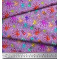 thumbnail image 2 of Soimoi Polyester Crepe Fabric Dot,Octopus & Jellyfish Ocean Fabric Prints by Yard 52 Inch Wide, 2 of 3