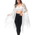 thumbnail image 2 of Womens Oversize Hand Beaded Fringed Sequin Evening Shawl Wrap, 2 of 5