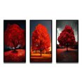 thumbnail image 2 of Designart « Majestueux Arbre Rouge Capturé en Photographie de Nature » Arbres de Paysage Ensemble d'Art Mural Encadré de 3 - Ensemble de Cadres Arbres Rouges pour Déco de Bureau, 2 of 6