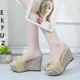 thumbnail image 4 of Chaussures à Plateforme Compensée d'Été pour Femmes Couvrant le Pied, Pantoufles à Talons Hauts à Plateforme, 4 of 9