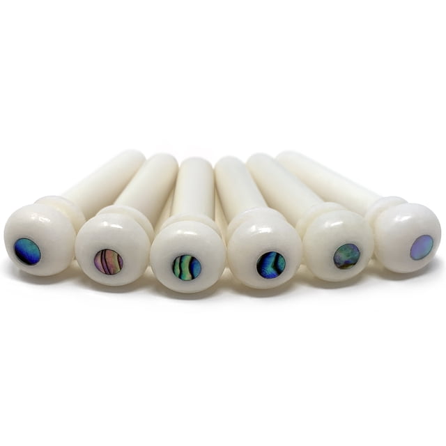 Crosby Unslotted Pure Bone Bridge Pins with Abalone Dot Inlay for 6 & 12 String Acoustic Guitar