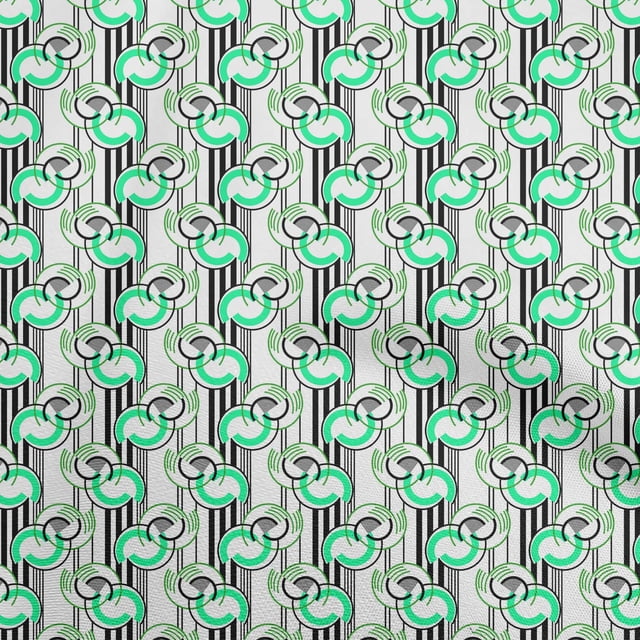 oneOone Rayon Sea Green Fabric Geometrical Sewing Craft Projects Fabric Prints By Yard 56 Inch Wide