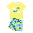 thumbnail image 1 of Little Boys Swimsuit Coconut Tree Surfboard Print Rash Guards and Swim Sets Size 6-7T, 1 of 9