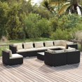 thumbnail image 1 of vidaXL 10 Piece Garden Lounge Set with Cushions Poly Rattan Black, 1 of 5