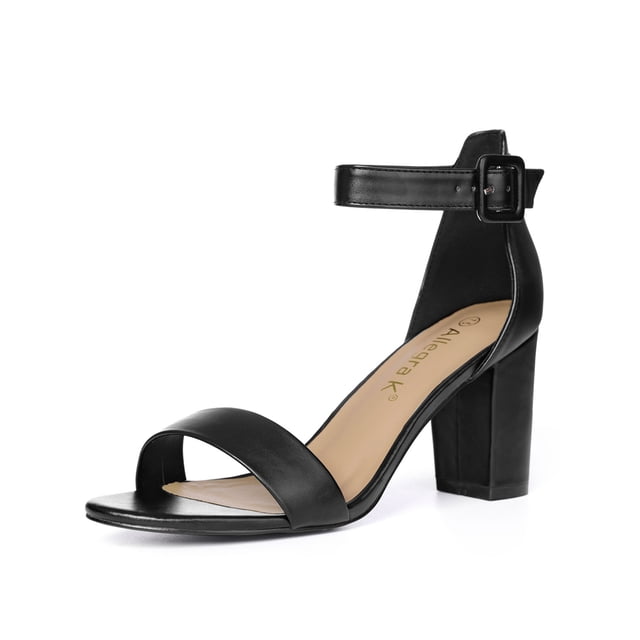 BLISSFUL STEP Women's Chunky High Heel Ankle Strap Sandals