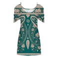 thumbnail image 4 of Fshaion Robe d'Été pour Femmes 2024 Grande Taille Imprimé Manches Courtes Épaules Dénudées Col Rond Robe Liquidation à Moins de 10!, 4 of 5