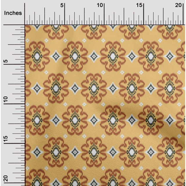 oneOone Cotton Poplin Fabric Diamond & Swirl Ikat Decor Fabric Printed BTY 42 Inch Wide