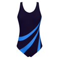 thumbnail image 4 of VBTAPA Women Racerback One Piece Swimsuit Slimming Athletic Training Bathing Suit Full Coverage Color Block Modest Swimwear Today's Sales Blue L, 4 of 5