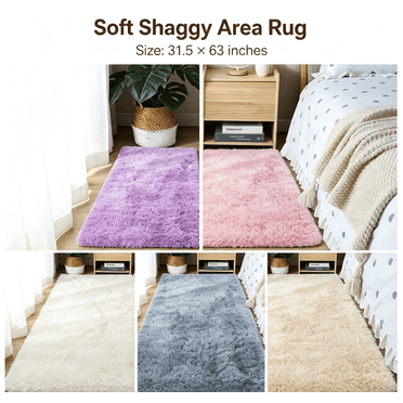 Sokhug Tapis Shaggy pour Chambre, Salon, Dortoir, Déco, Tapis Shag Moderne Doux et Duveteux pour Intérieur, Tapis de Sol Moelleux Antidérapant, Petit Tapis Rectangulaire Mignon en Peluche