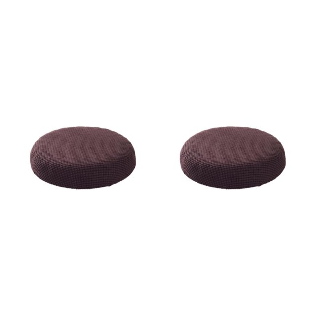maskred Housses de Coussin Rondes pour Tabouret Confortable Polyester Imperméabilisation Douce Café Foncé 2Set