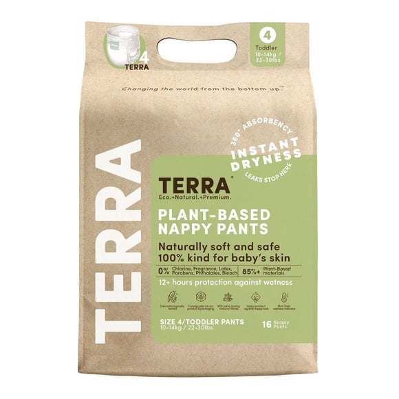 Terra Natural Plant-Based Eco-Friendly Training Pants - 16 ct (Size 4, Toddler)