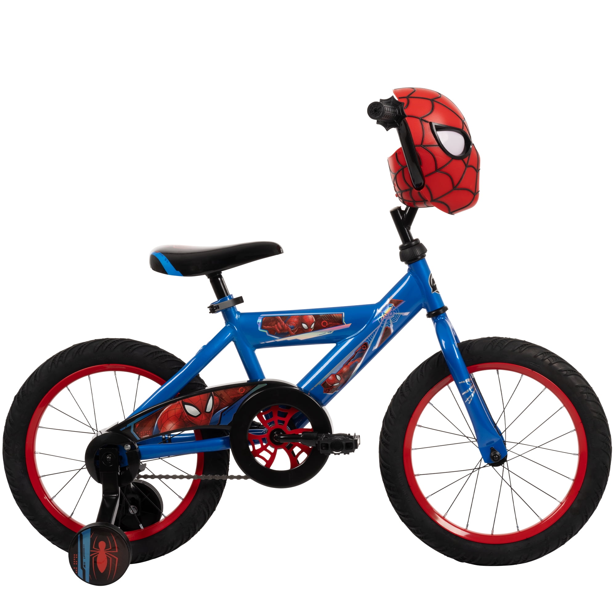 Huffy 16-inch Spider-Man Bike for Boys with Training Wheels, Blue/Red