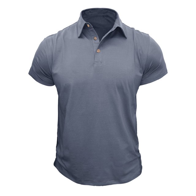 Chemises Légères pour Hommes Manches Courtes Unies Tendance à Col Rabattu avec Poche (Marine, G)