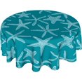 thumbnail image 1 of Nautical Coastal Tablecloth Round 60 Inch Rustic Teal Turquoise Starfish Ocean Table Cloth Wrinkle Resistant Summer Sea Beach Table Cover Decorative for Home Kitchen Dining Indoor Party Picnic, 1 of 6