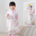 thumbnail image 2 of Children‘s Boys Girls Dinosaur Rainbow Printed Button Rain Jacket Hooded Windproof Raincoat, 2 of 7