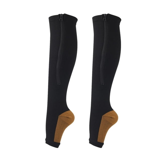 1 Paire de Bas de Compression Motif Exquis Coton Respirant Bout Ouvert Fermeture Éclair Bas de Compression Manchon de Jambe pour Fille