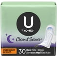 thumbnail image 1 of U by Kotex Clean & Secure Overnight Maxi Pads with Wings, 30 Count, 1 of 8