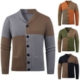 thumbnail image 4 of Lovzfmll Cardigan en Tricot à Blocs de Couleur pour Homme, Revers Cranté, devant Boutonné, Extensible, Gris, G, 4 of 7