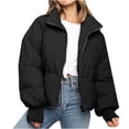 thumbnail image 2 of Veste en Duvet pour Femmes en PVC, Cardigan Uni à Col Montant, Manteau Rembourré d'Extérieur, 2 of 9