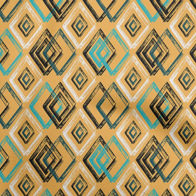 oneOone Cotton Poplin Mustard Yellow Fabric Geometric Craft Projects Decor Fabric Printed By The Yard 56 Inch Wide
