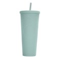 thumbnail image 1 of 710ML24OZ Large Capacity Cup Fully Studded Matte Tumbler Reusable Cup with Wide Opening Leak-Proof Lid Straw, 1 of 7