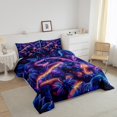 thumbnail image 2 of YST Dinosaur Bedding 3Pcs Colorful Neon Striped Comforter Set Tropical Botanical Floral Bedding Comforter Sets Jungle Magical Animal Down Comforter Full, 2 of 5